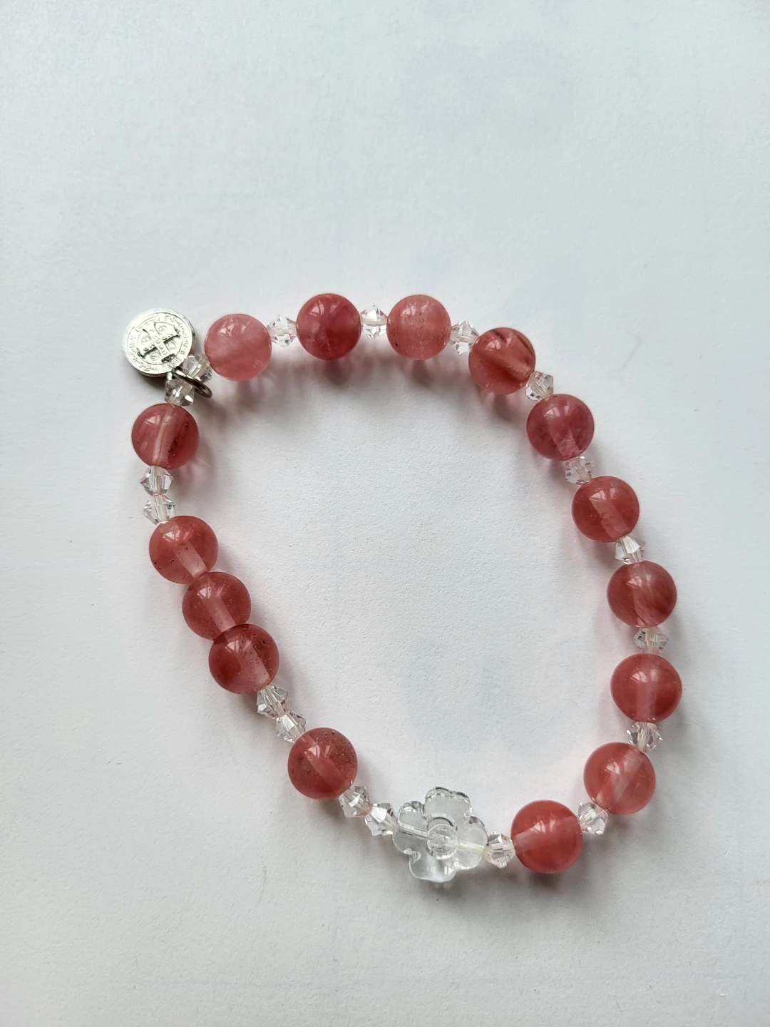 Pink Beaded Bracelet with Charm(Rosary Bracelet)