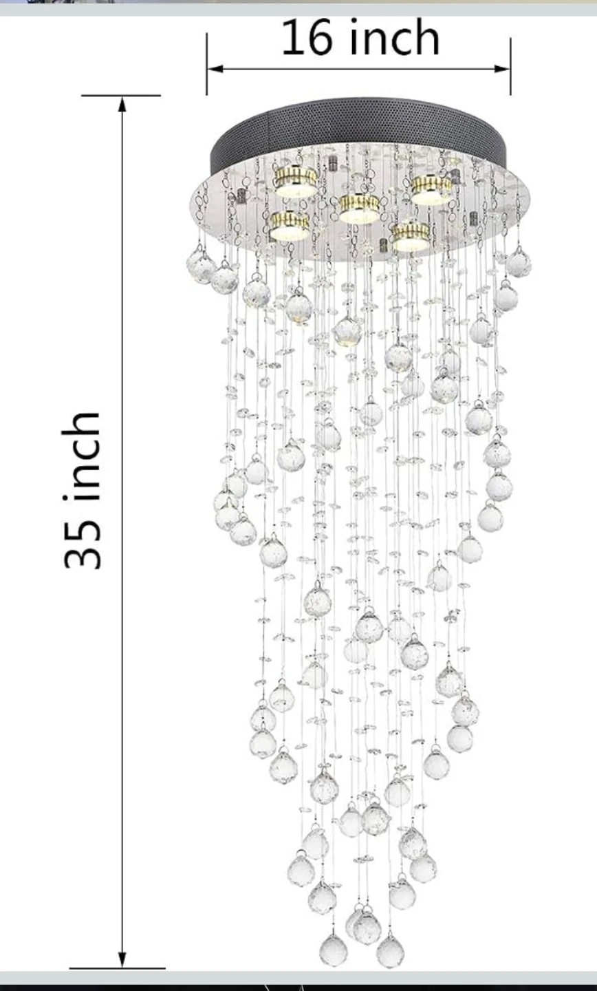 NEW Spiral Crystal Chandelier Raindrop LED Ceiling Light Fixture - photo 2