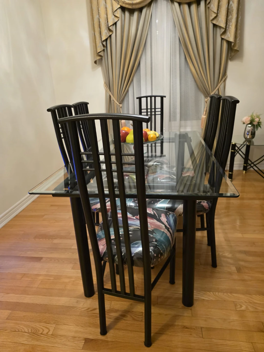 Black Metal and Glass Dining Set $150