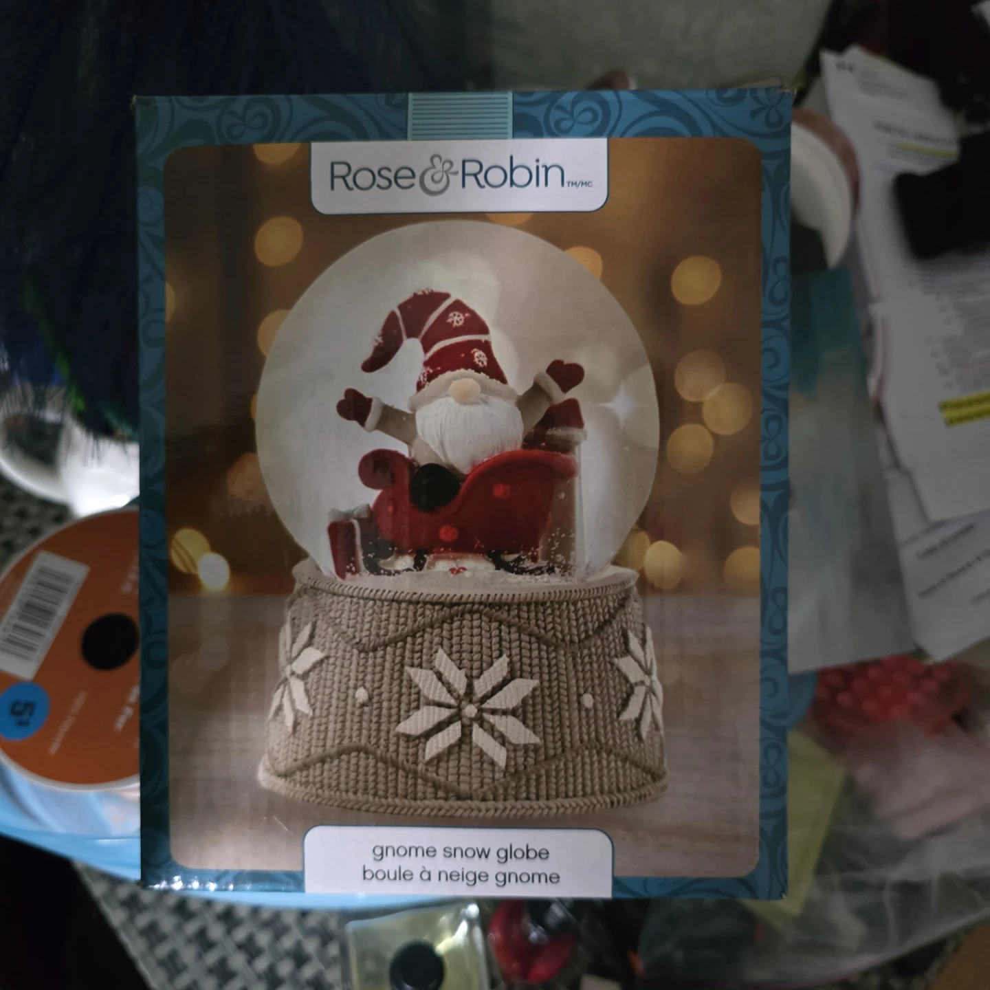 Rose & Robin Gnome Snow Globe
