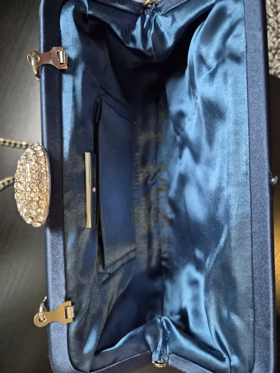 Vintage Inspired Navy Satin Evening Clutch - photo 2