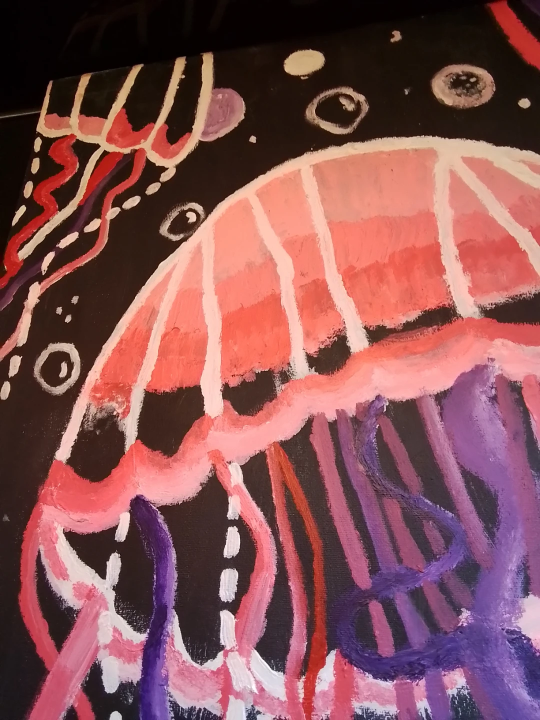 Original 18x24" Neon Jellyfish Acrylic Canvas Painting - photo 4