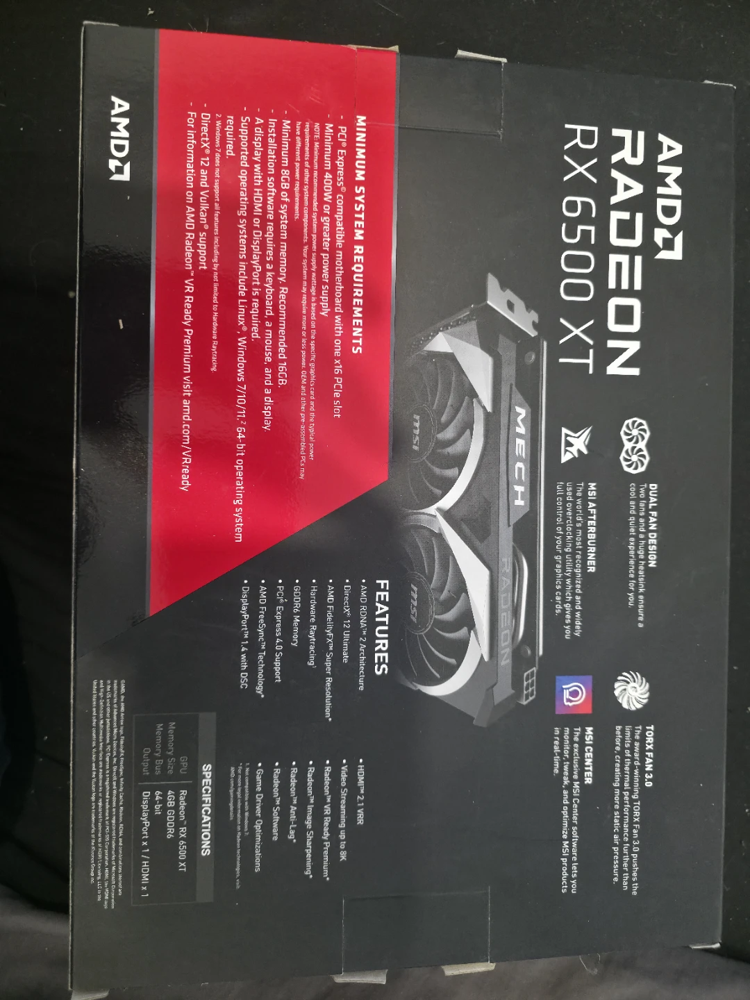 MSI AMD Radeon RX 6500 XT Mech 2X OC Graphics Card - photo 2