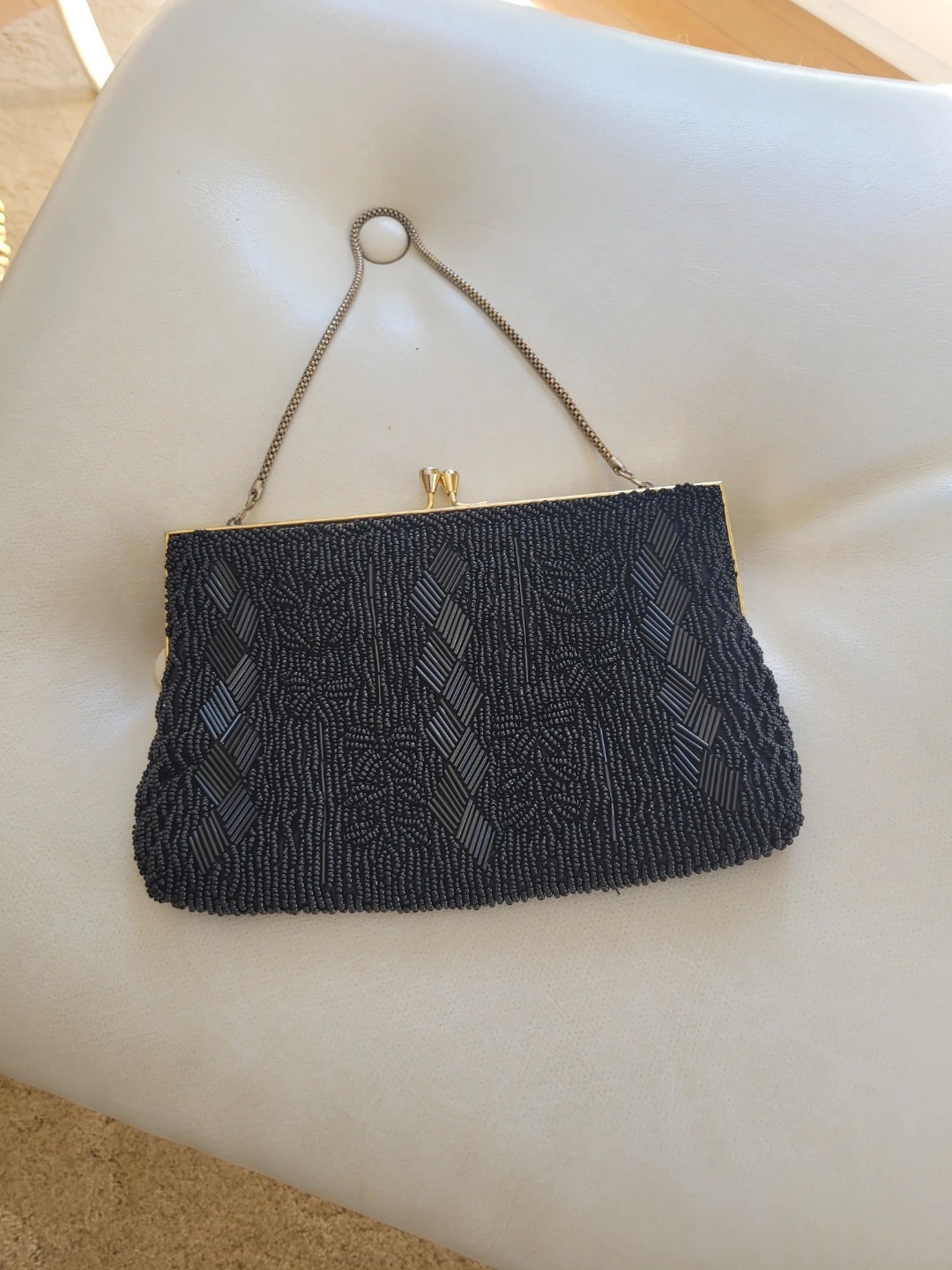 Vtg. Du Val Black Beaded Evening Bag