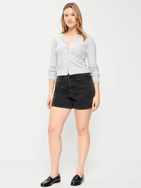 Old Navy High-Rise Wow Black Denim Shorts Size 10