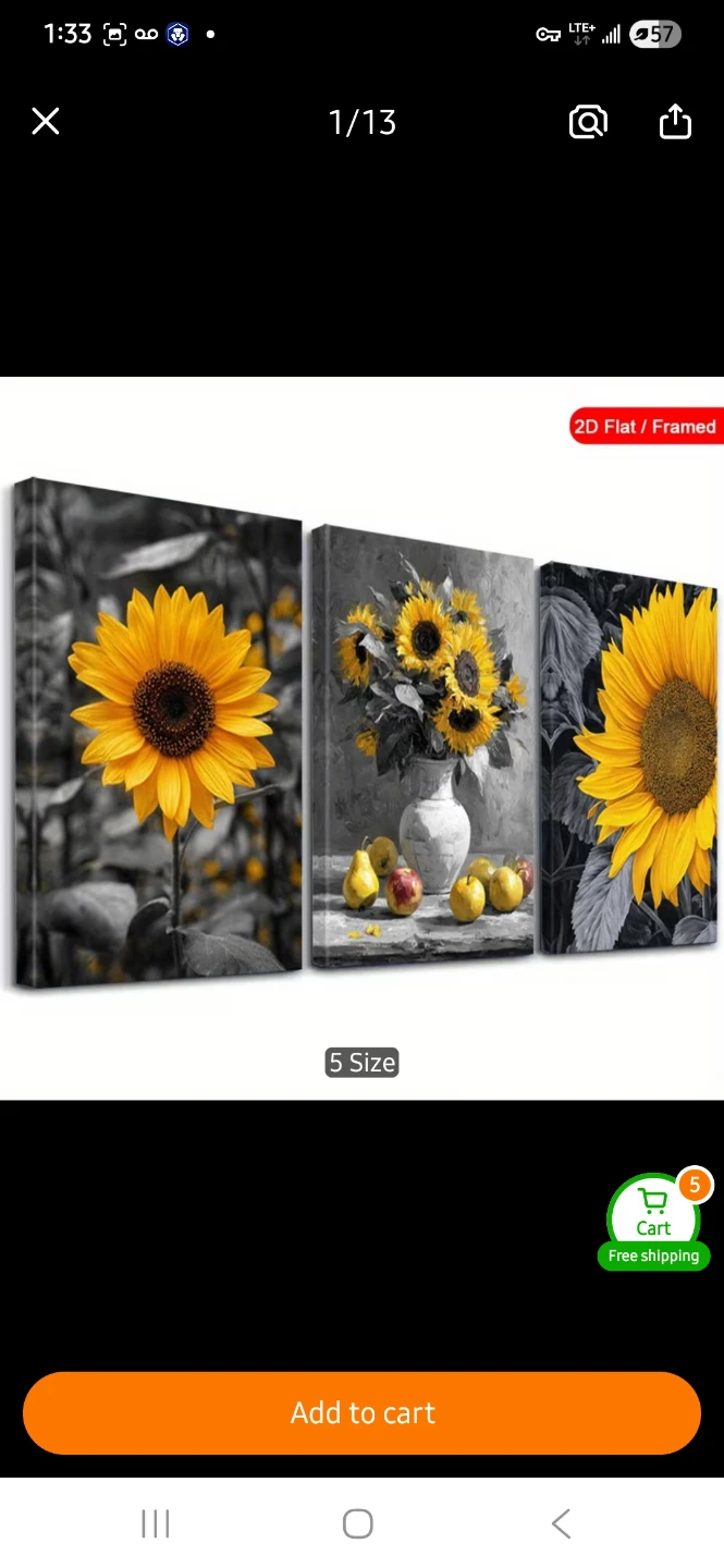 NEW Sunflower Framed Canvas Art Set (3 Pieces) 🌻