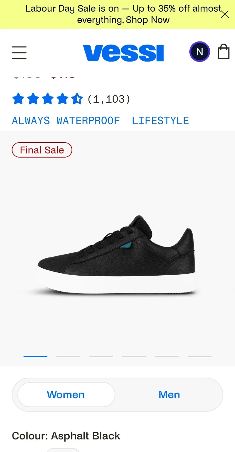 Vessi Asphalt Black Lifestyle Sneakers