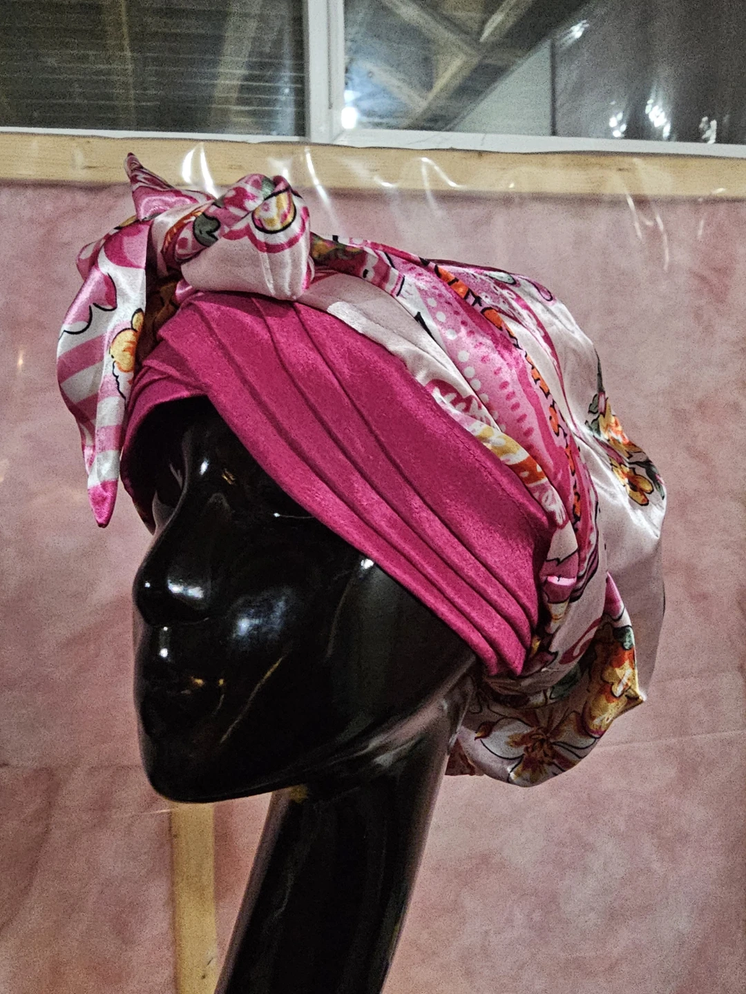 Pink Floral Patterned Turban Headwrap - photo 3