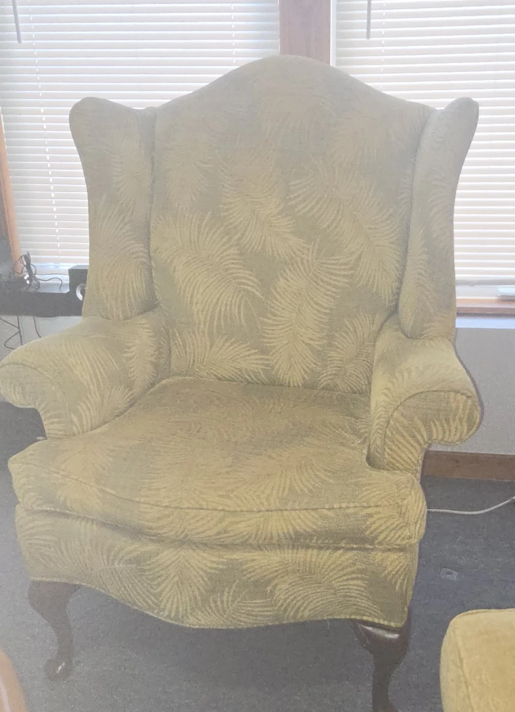 Two Vintage Wingback Chairs and Ottoman - photo 4