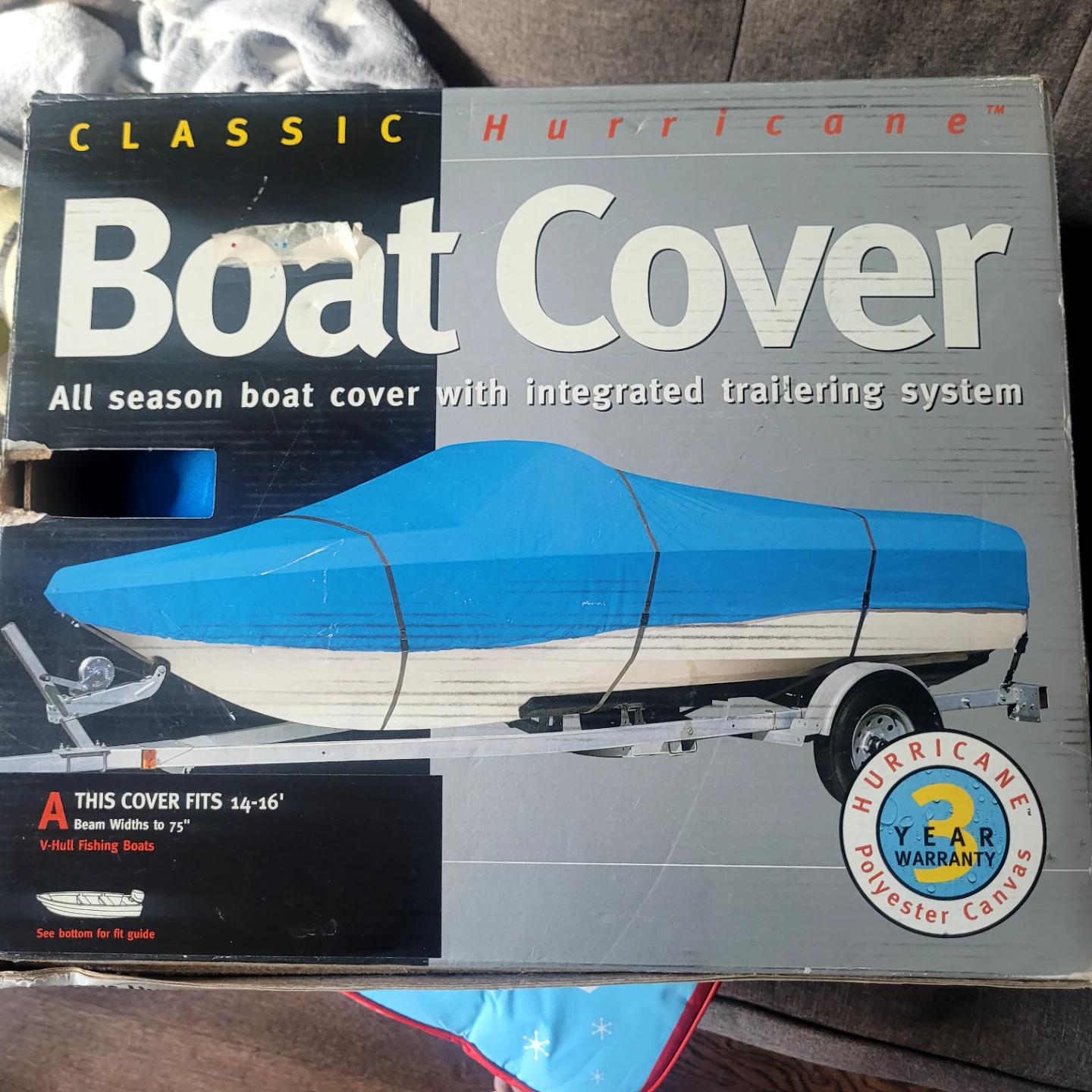 Classic Hurricane Boat Cover for 14'-16' V-Hull Fishing Boats