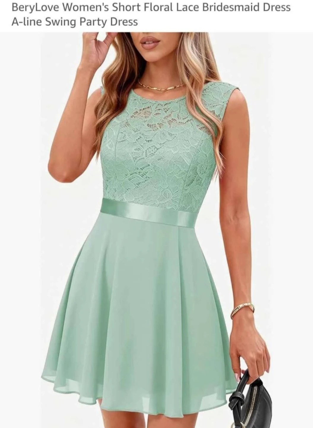 BeryLove Mint Green Lace A-Line Dress🏈