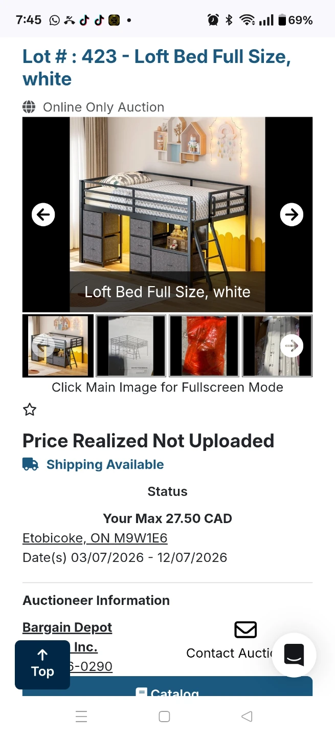 White Full Size Loft Bed
