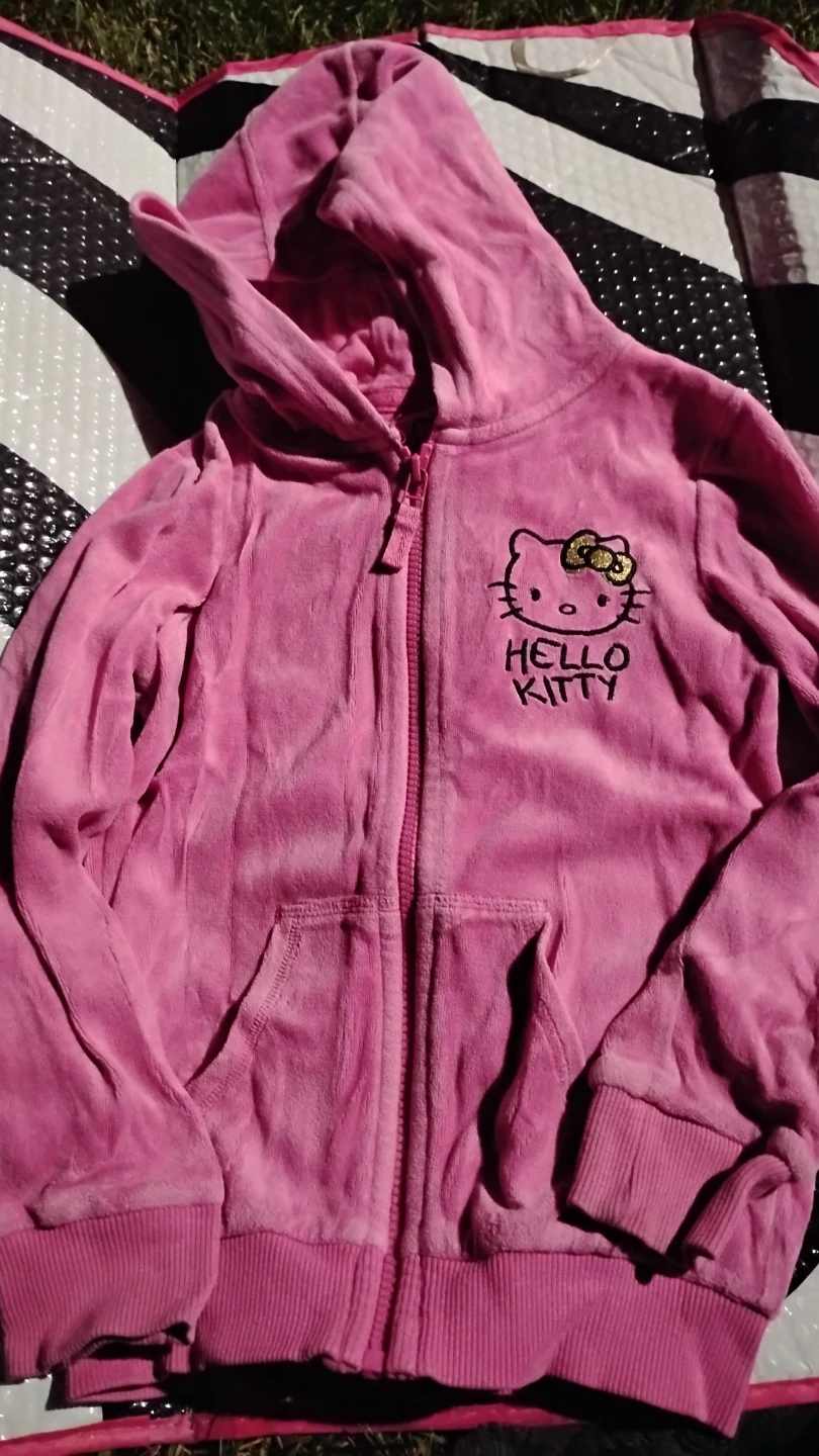 Kids Hello Kitty Pink Velour Zip-Up Hoodie - Size 7/8 (Mint)