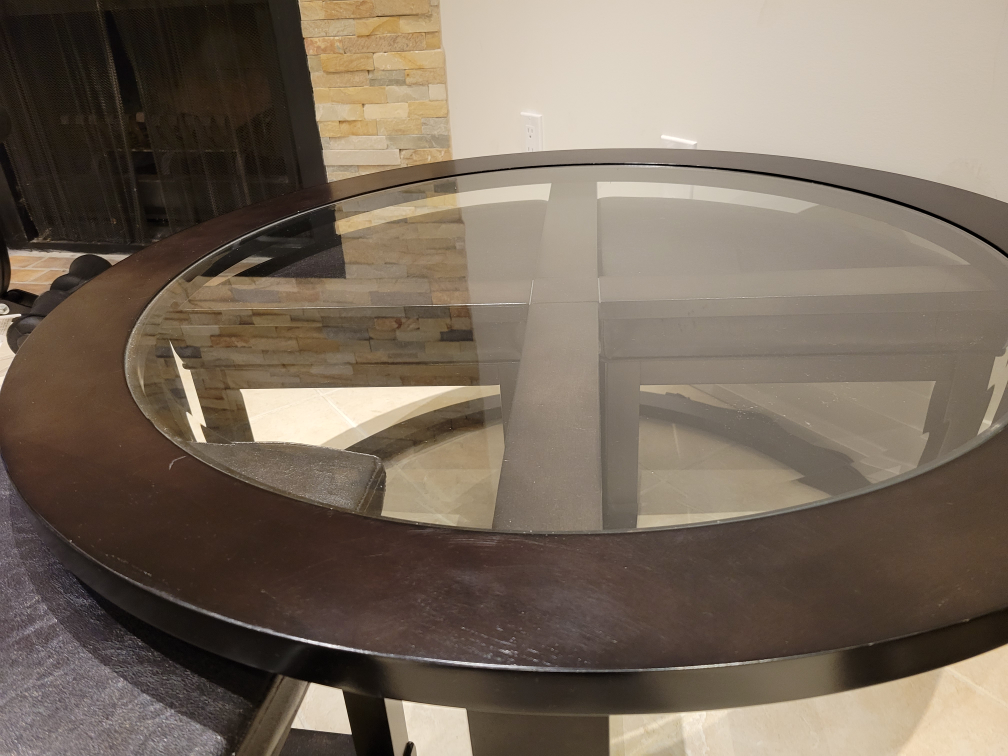 Round Glass Top Coffee Table with Stools - photo 2