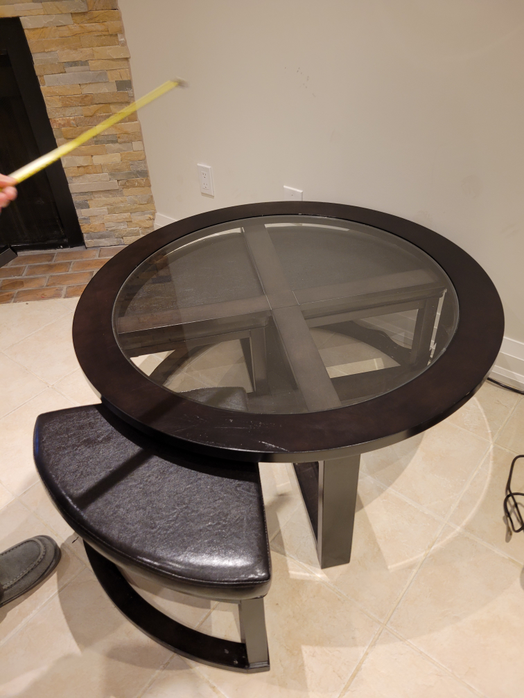 Round Glass Top Coffee Table with Stools - photo 5