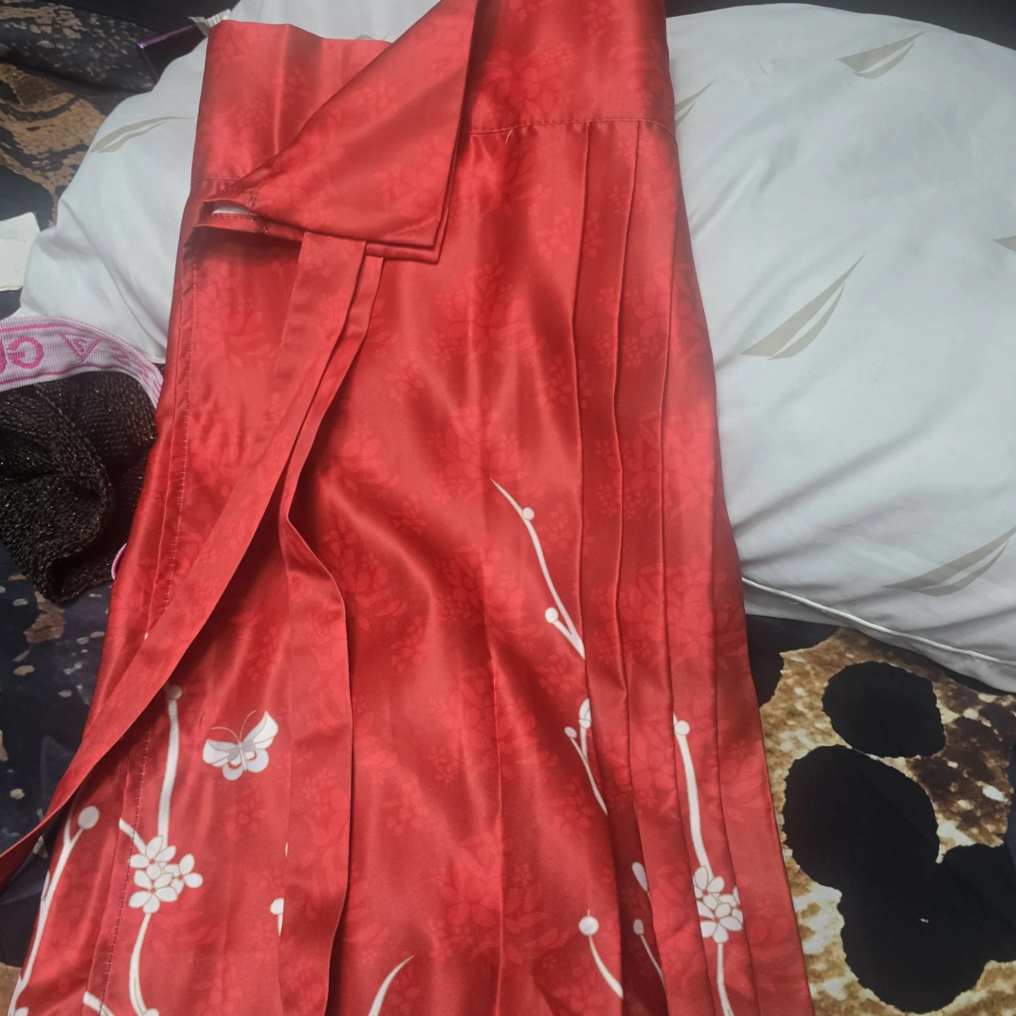 Red Floral Pattern Wrap Skirt - photo 2