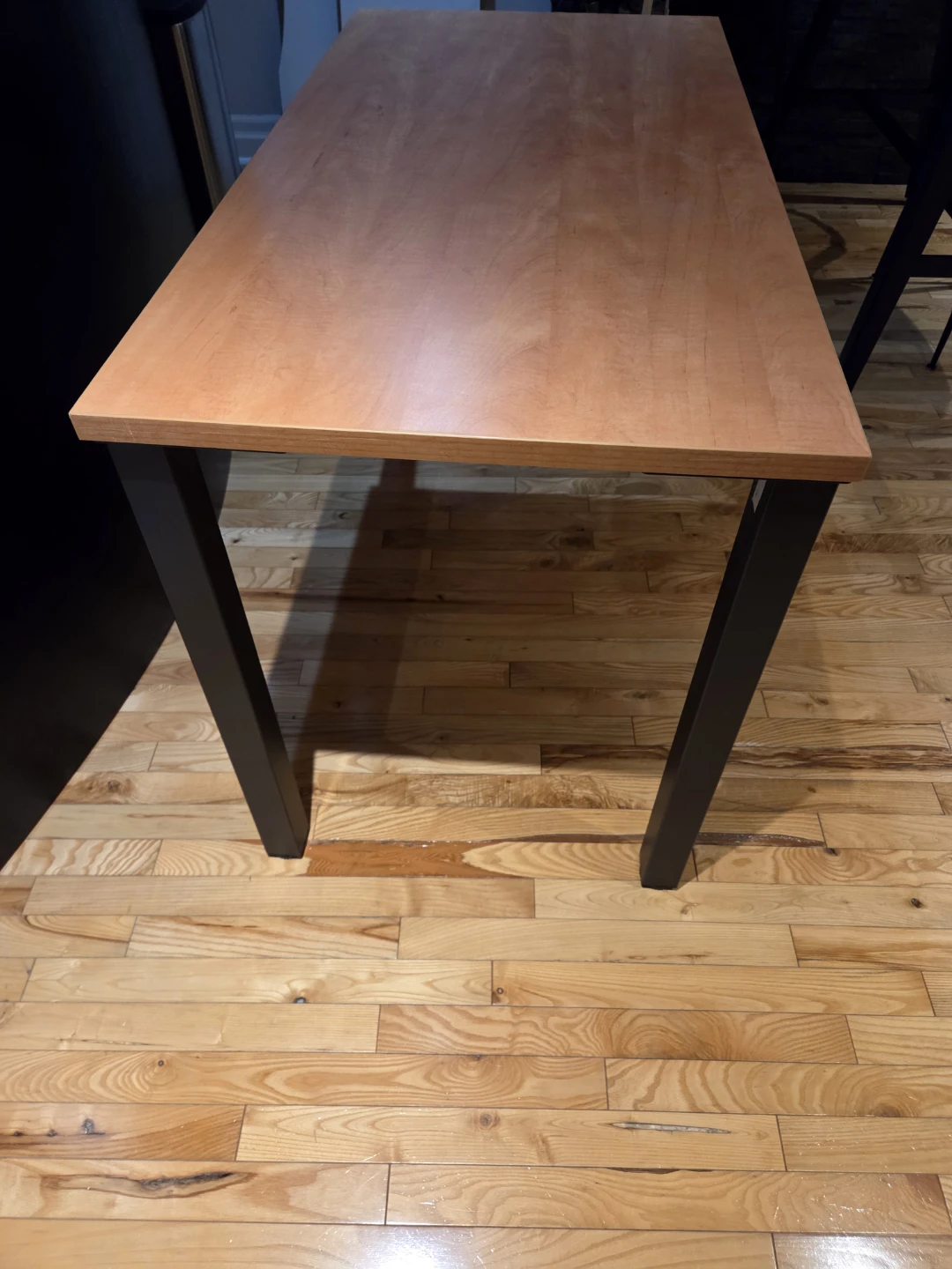 Modern Wood-Look Table / Desk with Black Metal Legs - photo 2