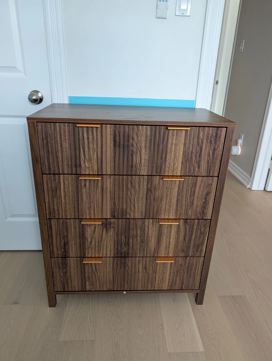 Wayfair 4-Drawer Walnut Finish Dresser with Gold Handles