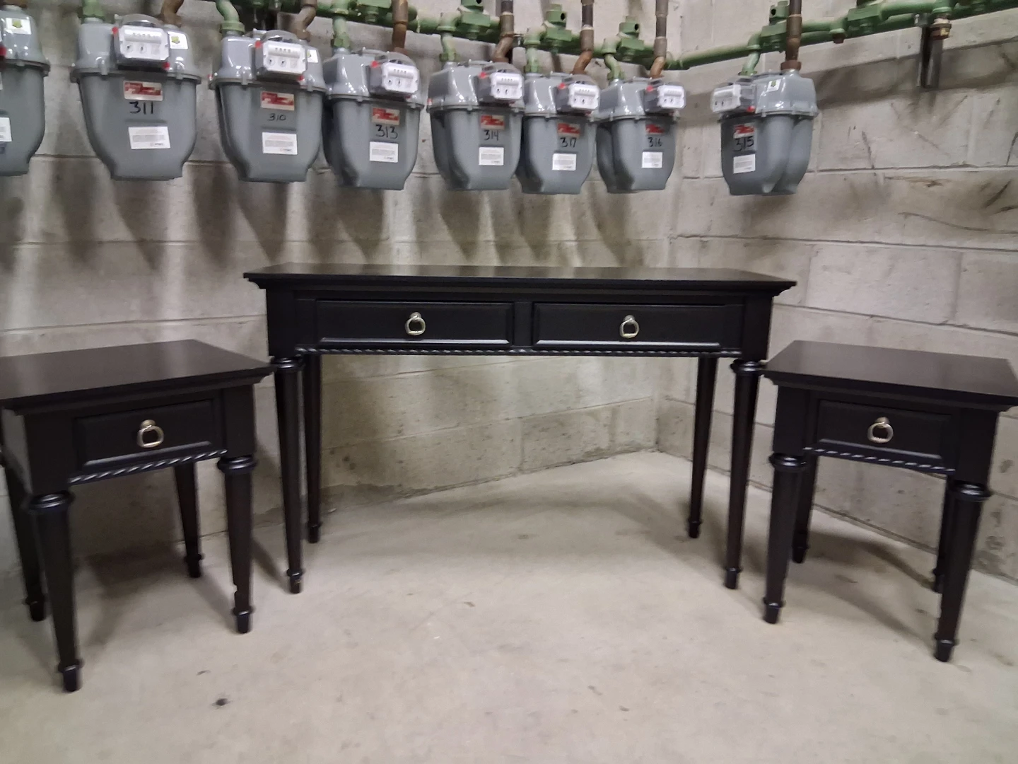 Black Console Table and End Tables Set