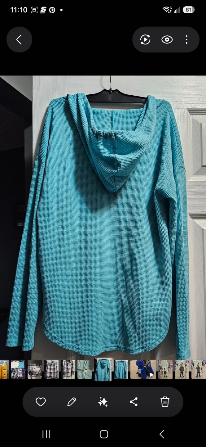 Teal Waffle Knit Hoodie-Large - photo 2