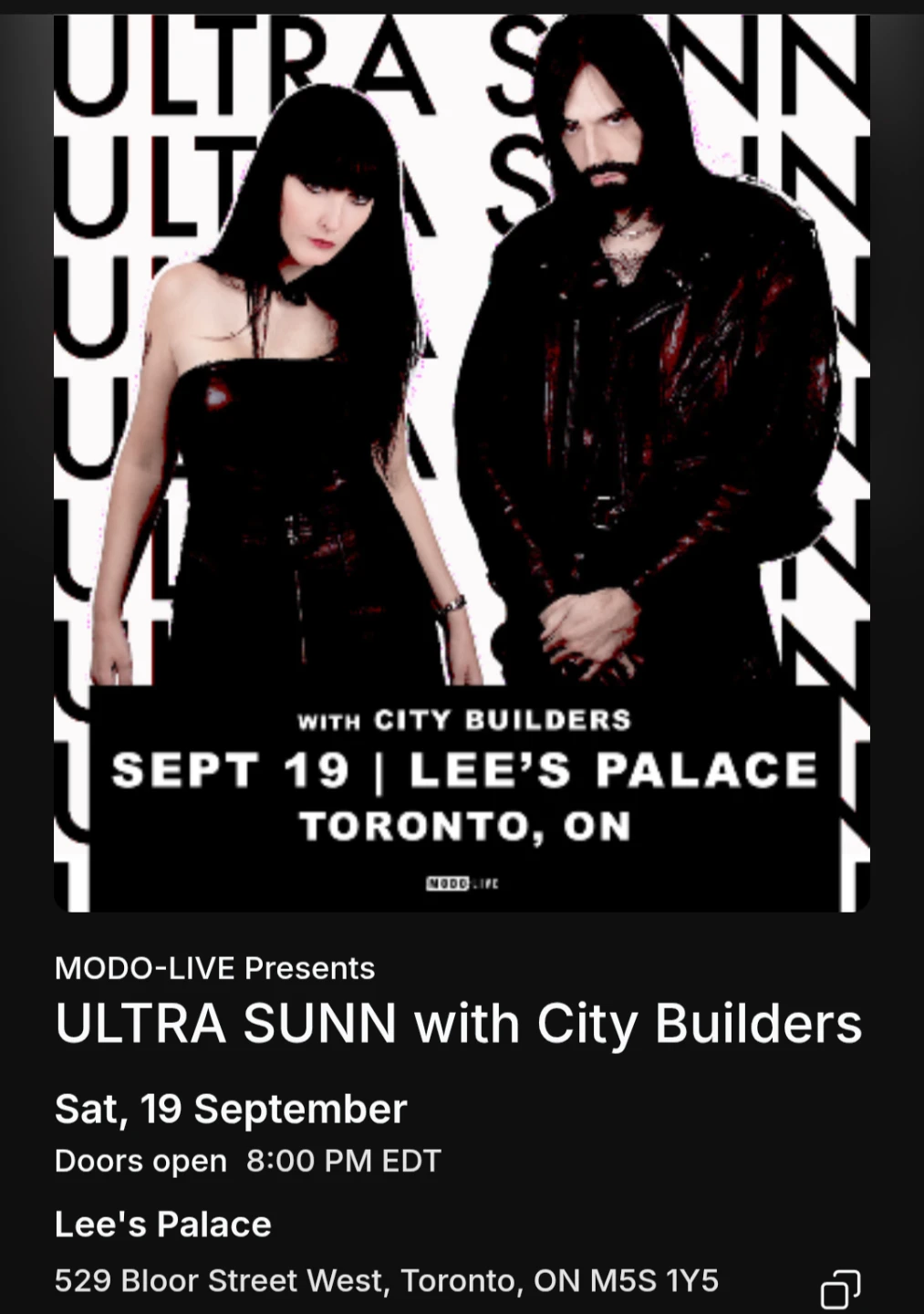 Two tickets - Ultra Sunn Concert - Tonight!