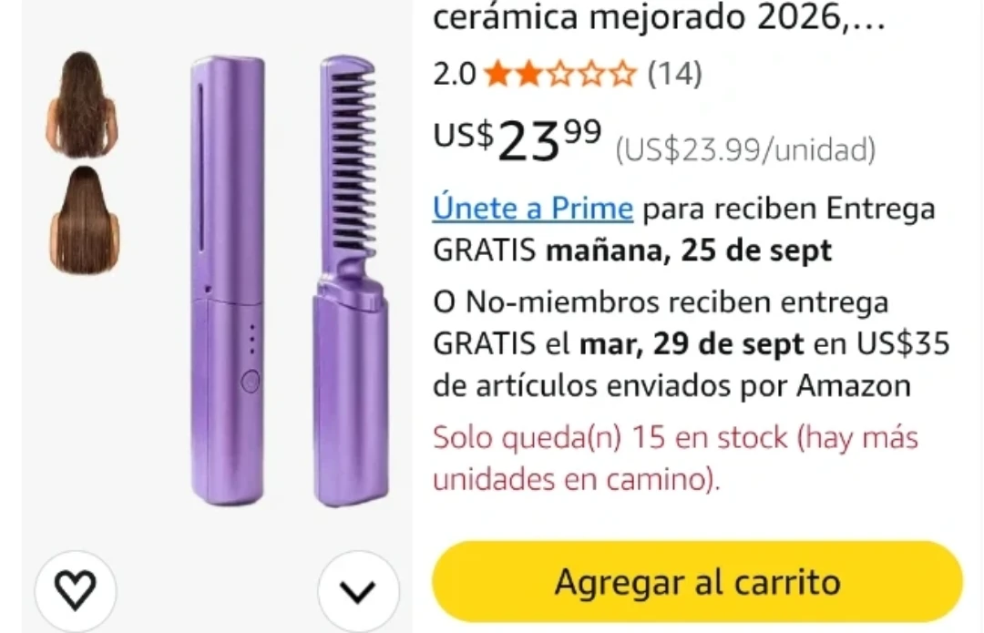 Mobile Heat Comb Hair Straightener