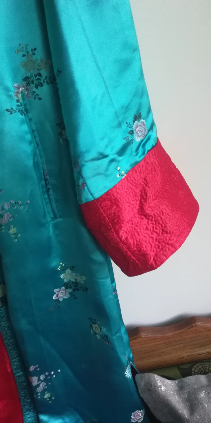 Turquoise Satin Floral Robe kimono - photo 2