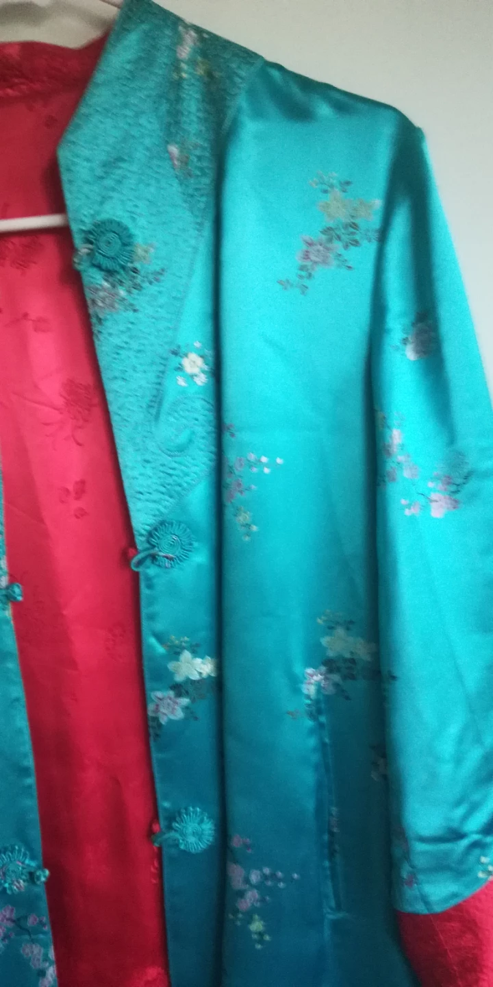 Turquoise Satin Floral Robe kimono - photo 3