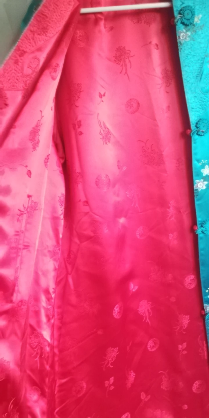 Turquoise Satin Floral Robe kimono - photo 5