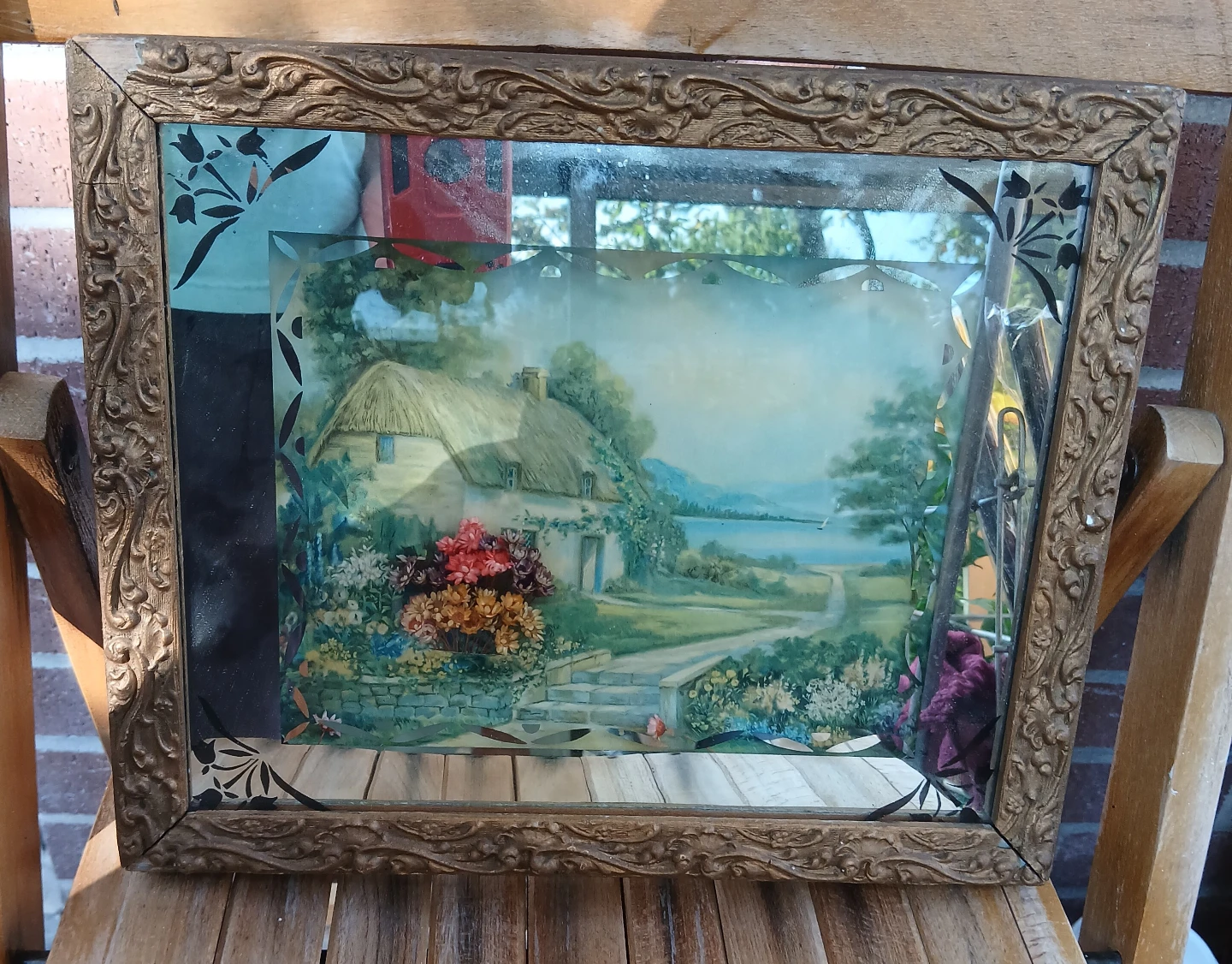 Vintage Cottage Scene Decorative Mirror - photo 3