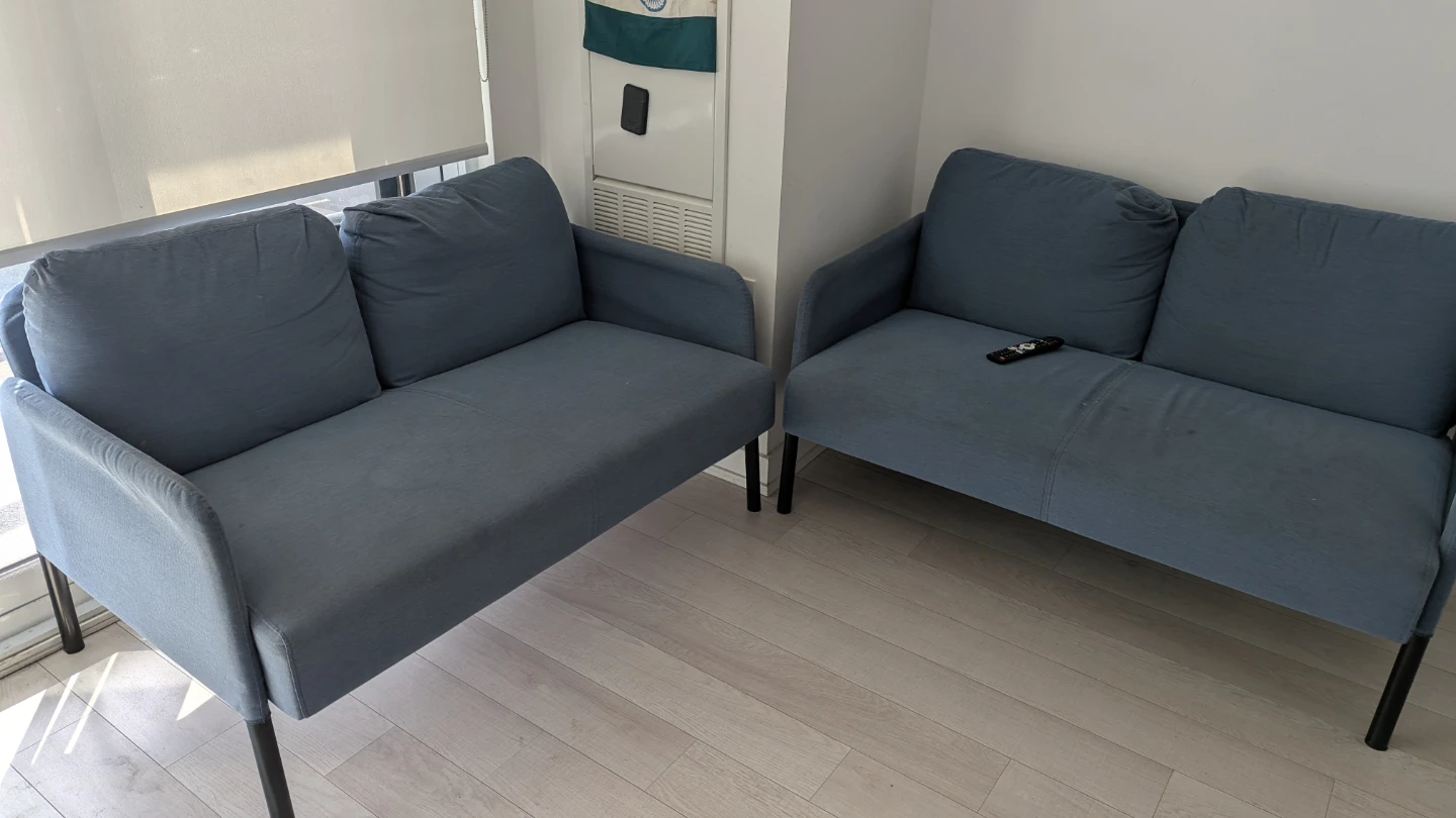 Set of two blue fabric loveseats - photo 4
