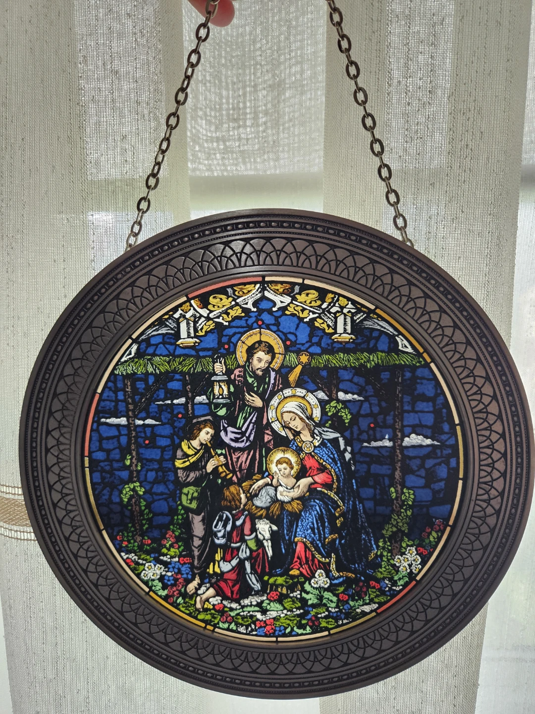 1992 Rhodes Studios Nativity of Love Stained Glass Plate