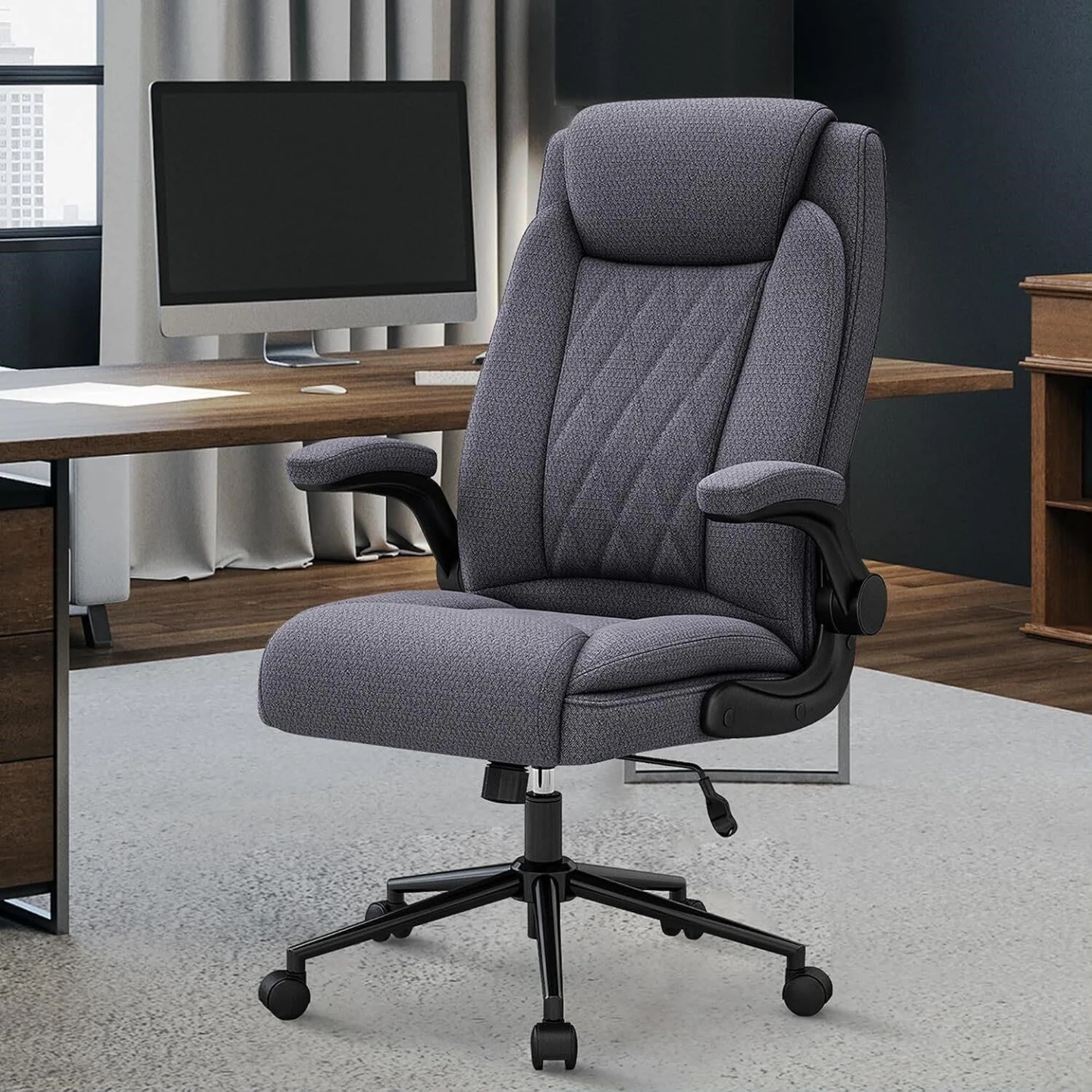 Grey Fabric Ergonomic Office Chair