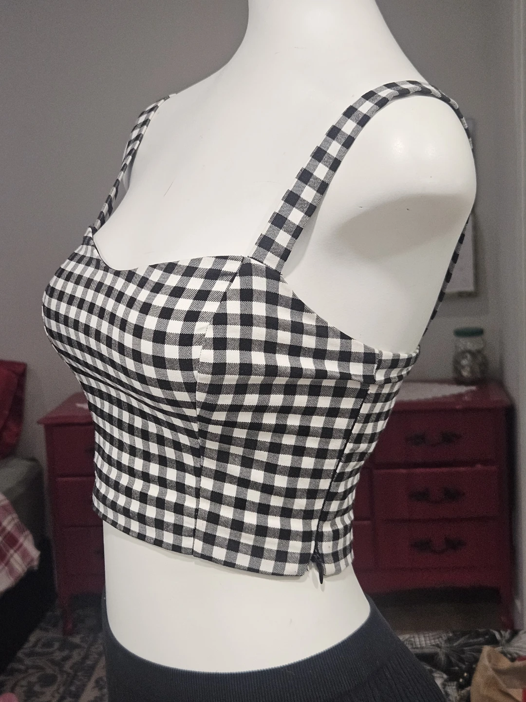 black & white checker crop top - photo 3