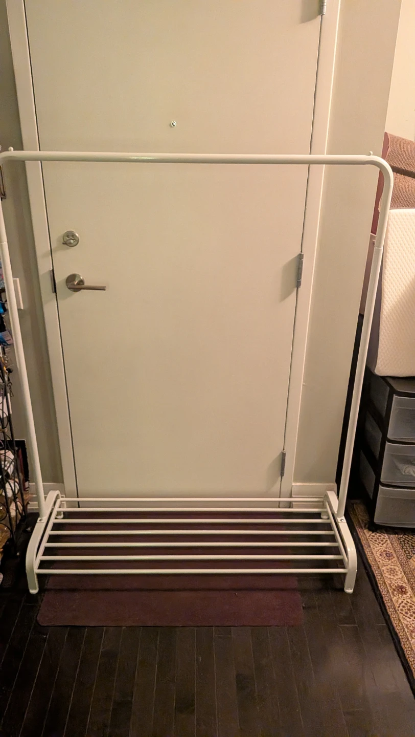 White Metal Clothing Rack with Shoe Shelf