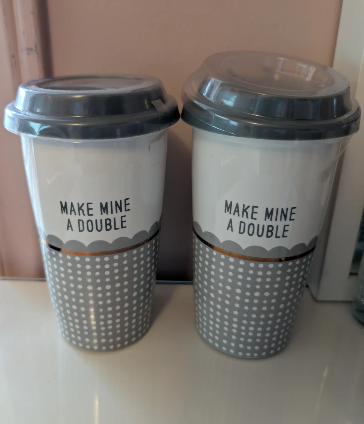 Set of 2 Make Mine A Double Travel Mugs