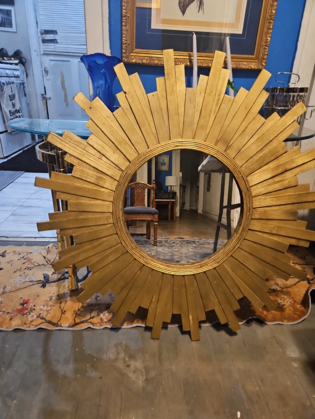 Vintage 70s Large Gold Sunburst mirror - photo 3
