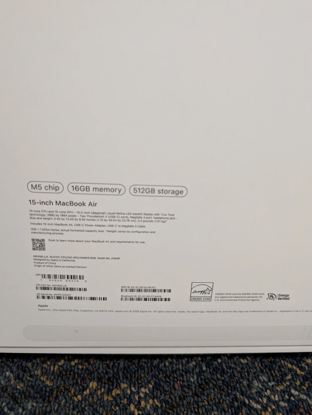 BN 2026 EMPTY BOX Apple MacBook Air 15" M5 Chip for resellers - photo 3
