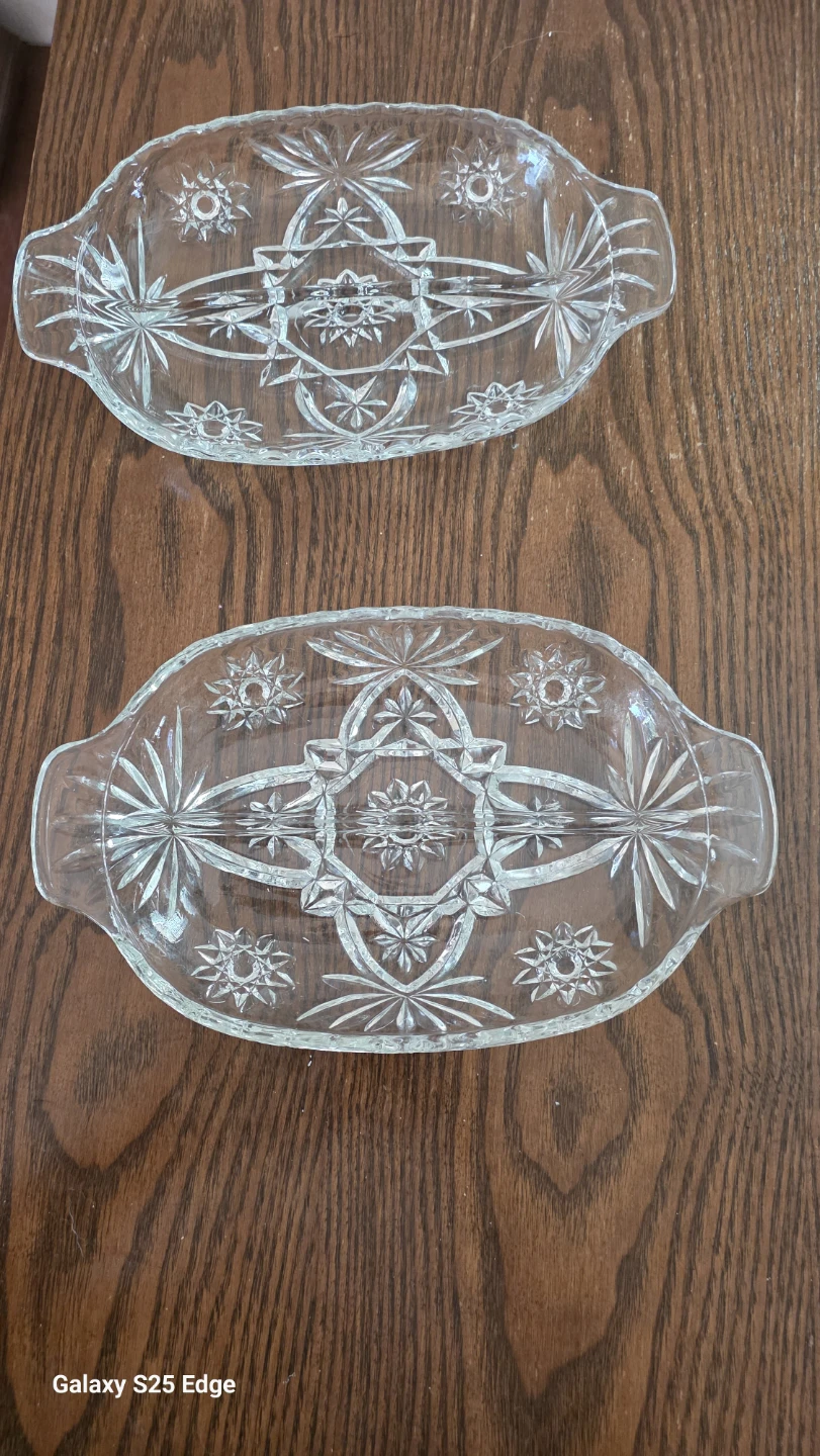 Set of Two Pressed Glass Serving Dishes