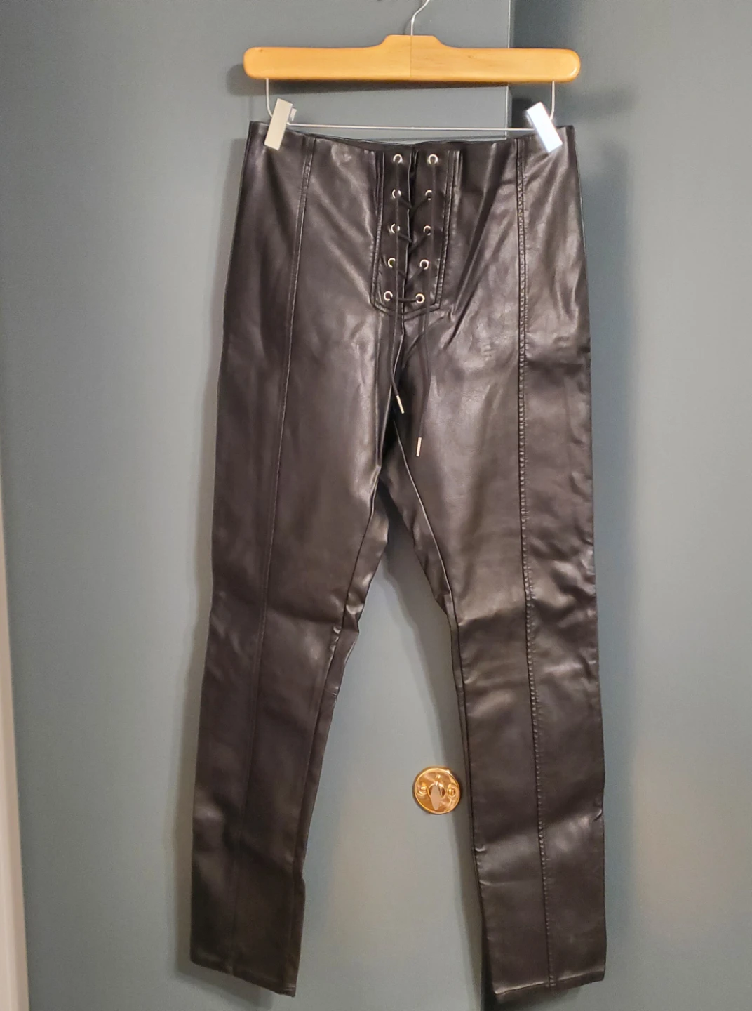 H&M Faux Leather Lace-Up Pants