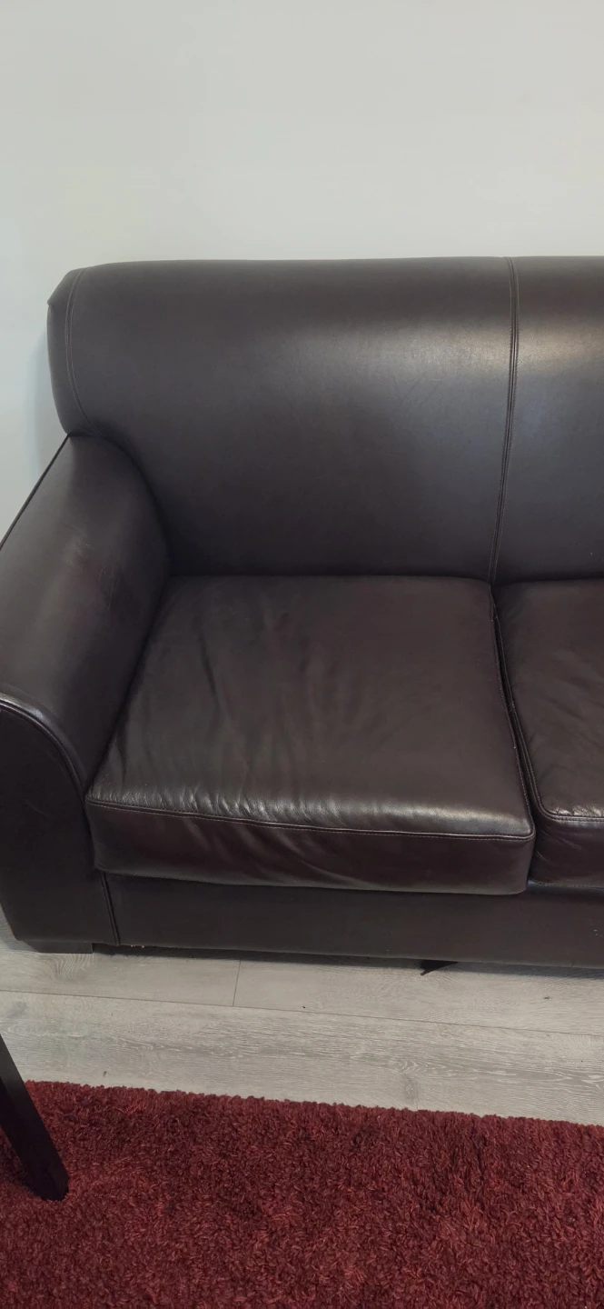 Dark brown leather loveseat - photo 2