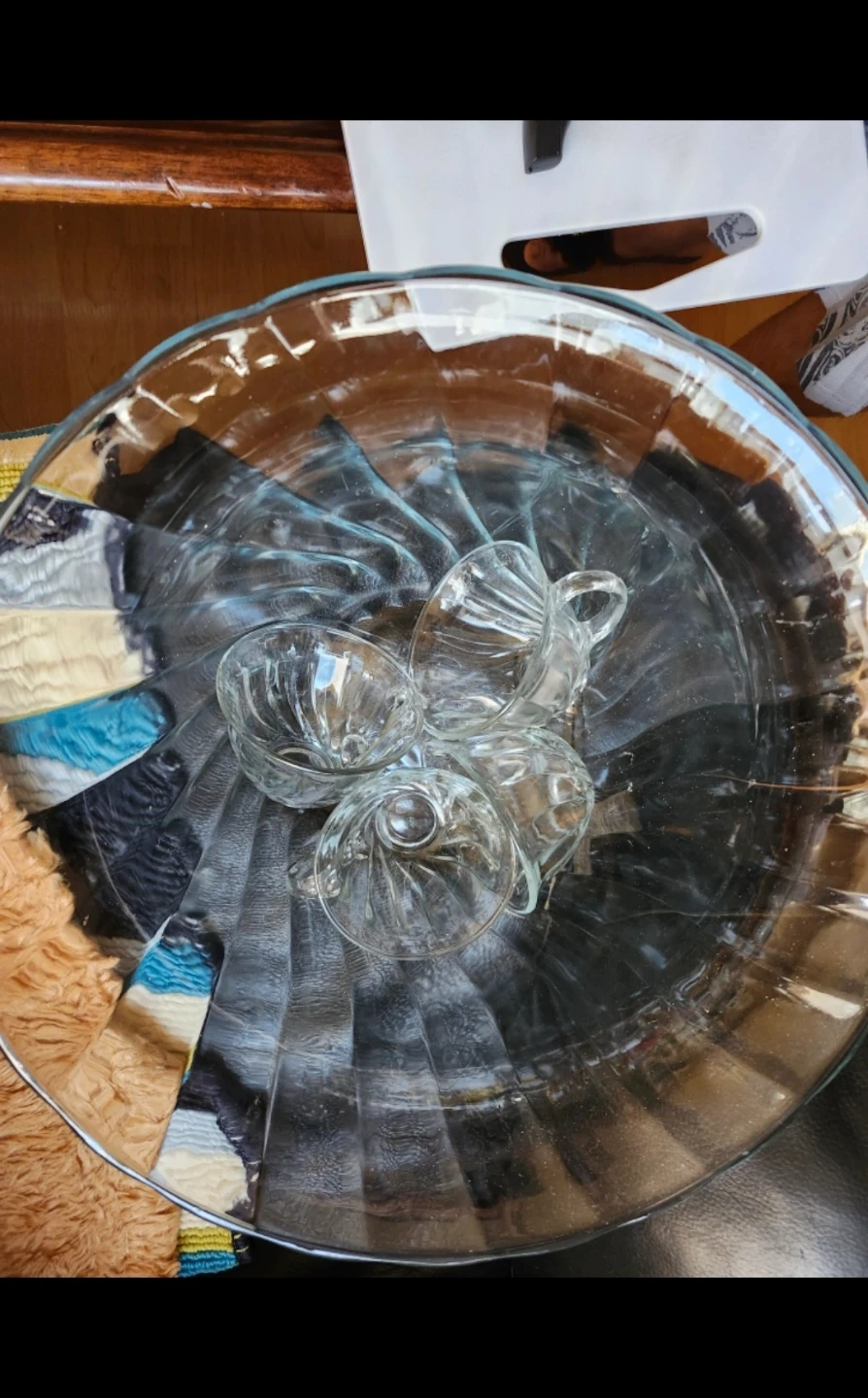 Clear Glass Serving Bowl or  glass fluted with punch bowl - photo 4