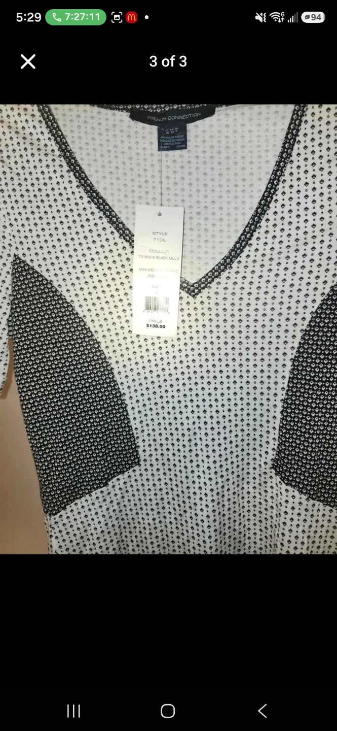 Brand New - French Connection White and Black Dress