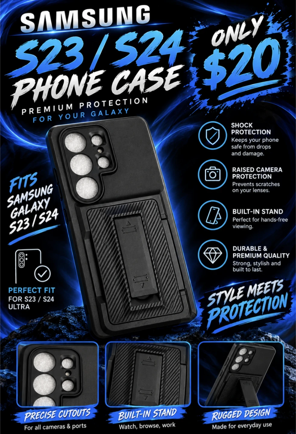 Samsung Galaxy S23 and S24 Ultra Phone Case with Stand - photo 2