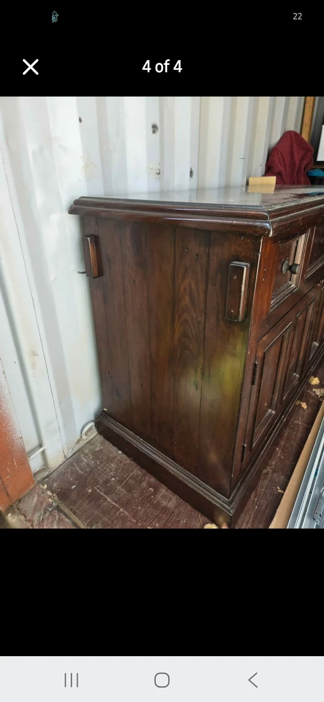 Dark Wood Buffet Cabinet with Marble Top - photo 4