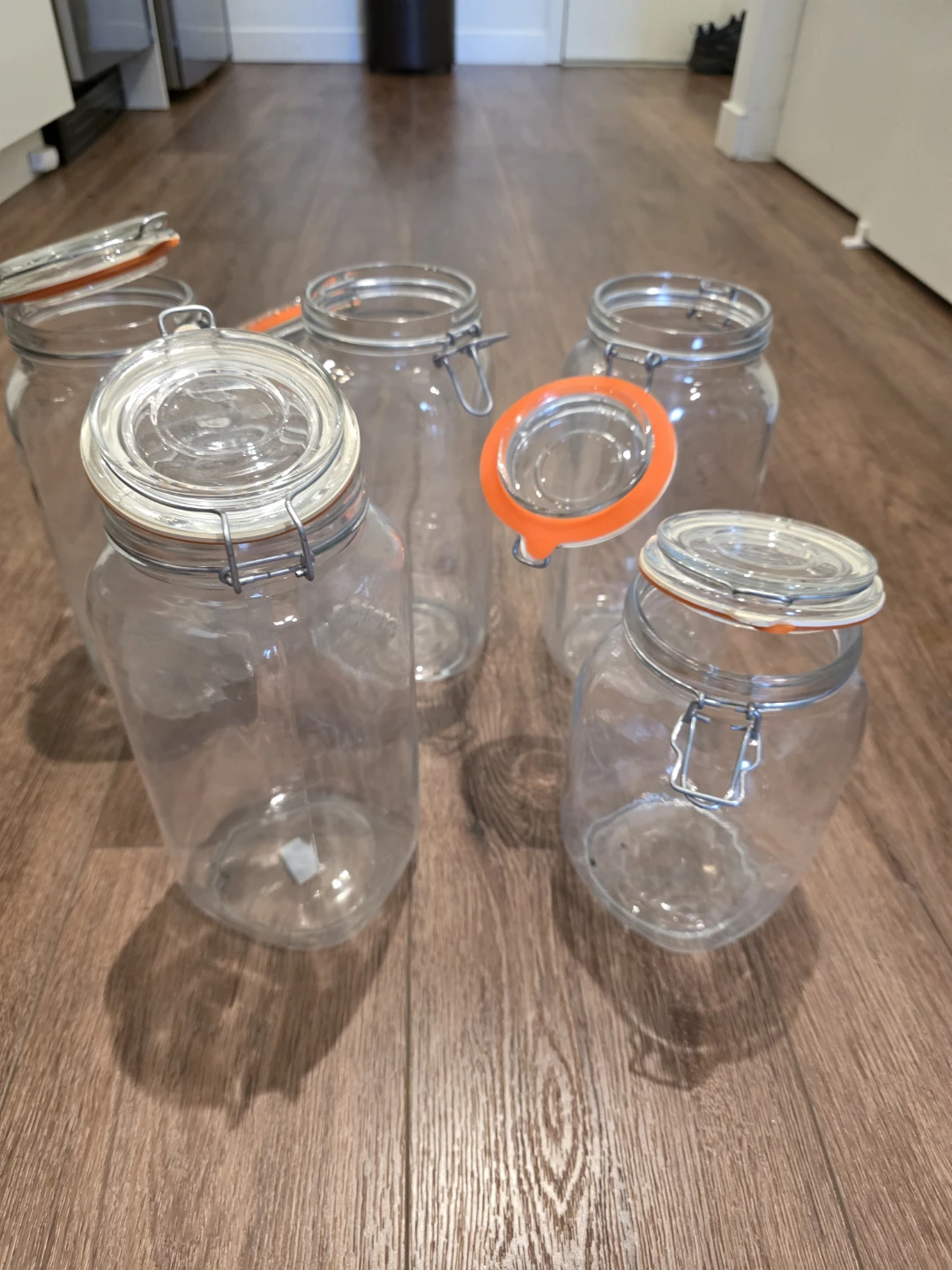 Set of 5 Glass Storage Jars with Lids