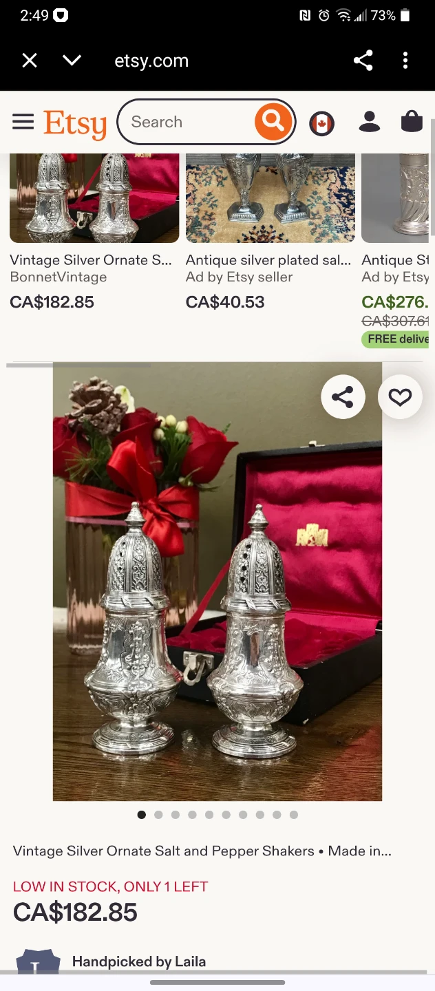 Vintage Silver Ornate Salt and Pepper Shakers - photo 3