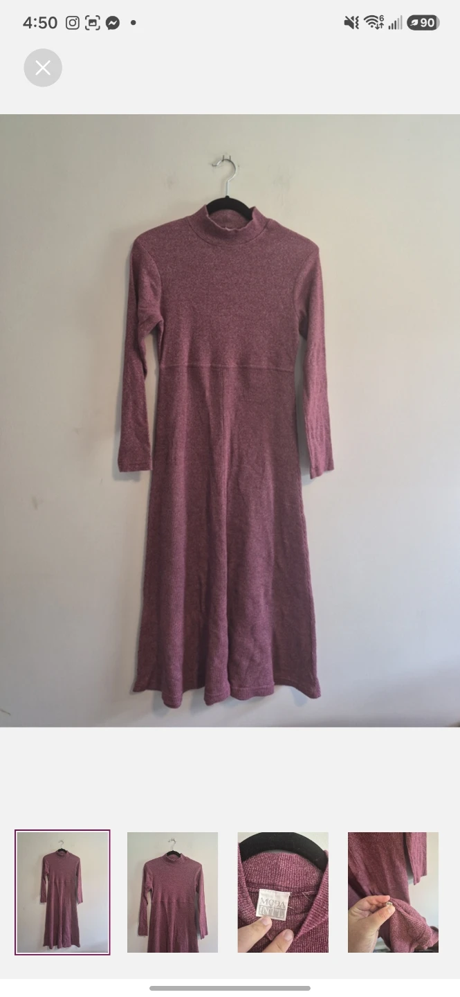 Moda Intl Mock Neck Long Sleeve Dress