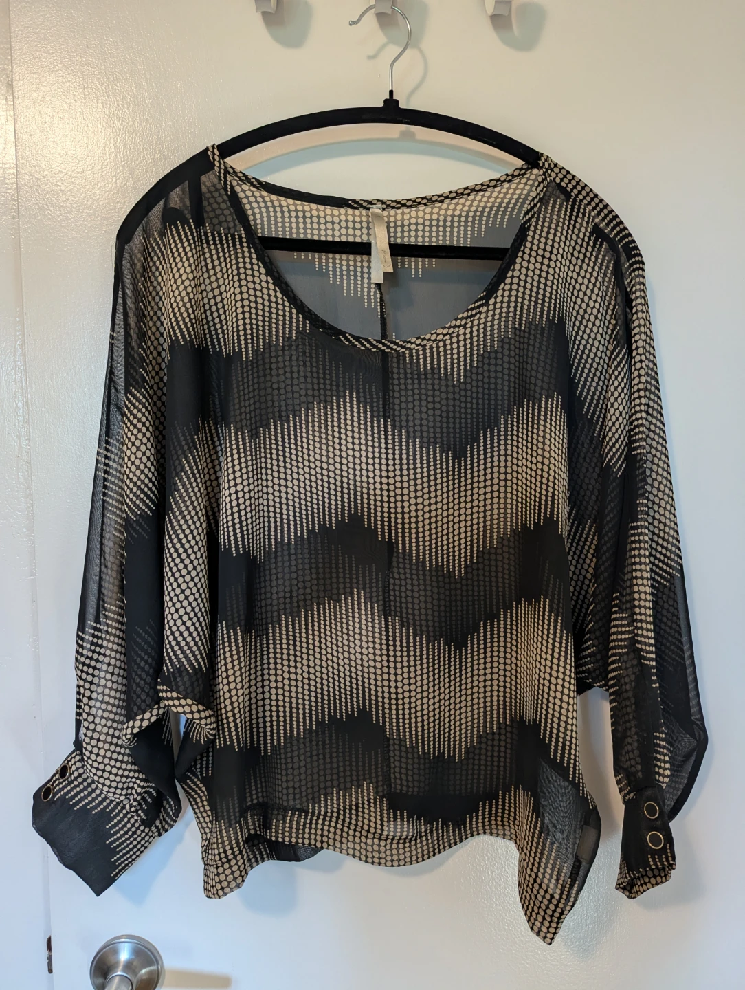 Mono B Black and Beige Patterned Blouse - photo 2
