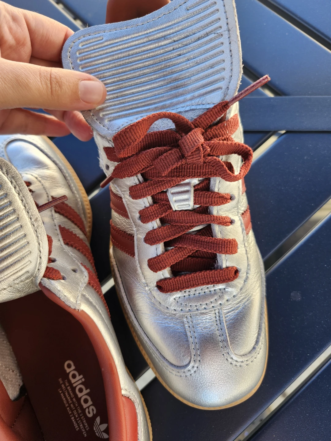 🏈Adidas Samba Sneakers Silver and Red - photo 2